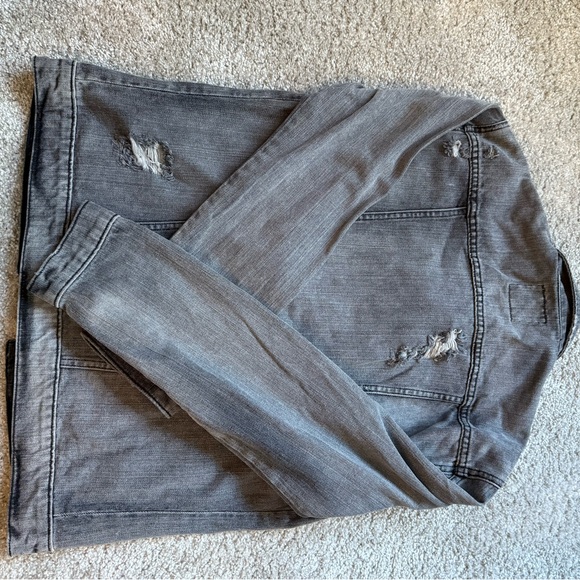 RVCA Gray Distressed Denim Jacket - Picture 2 of 4